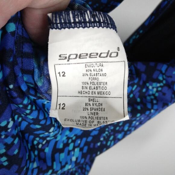 Speedo Strappy Open Back One Piece Swimsuit Blue size 12 - Picture 7 of 9